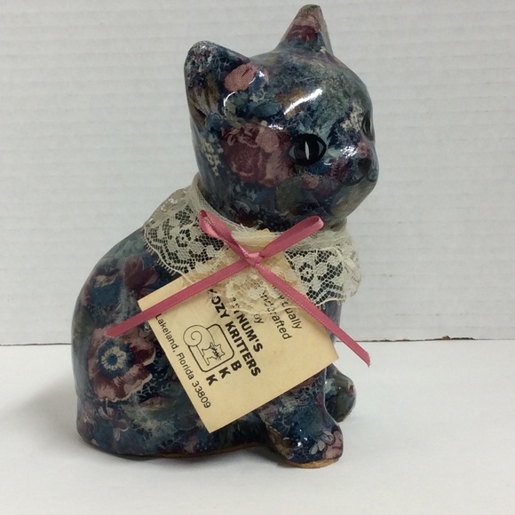 VTG Kozy Kritters by Num’s Decoupage Floral kitten - Picture 2 of 15